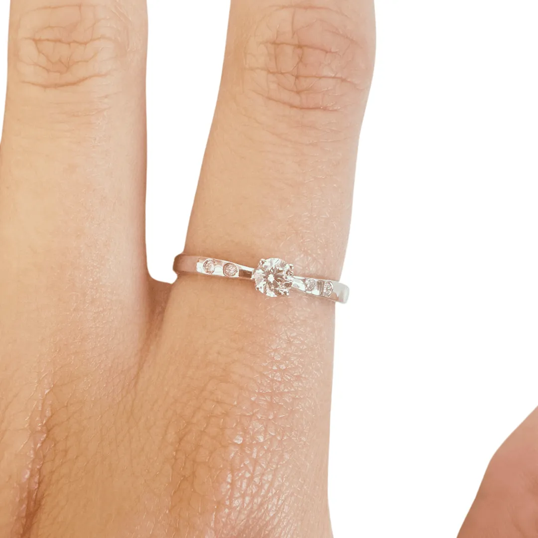 Round White Lab Diamond Prong Sterling Silver Solitaire Ring sold by Zulily product image thumbnail 3