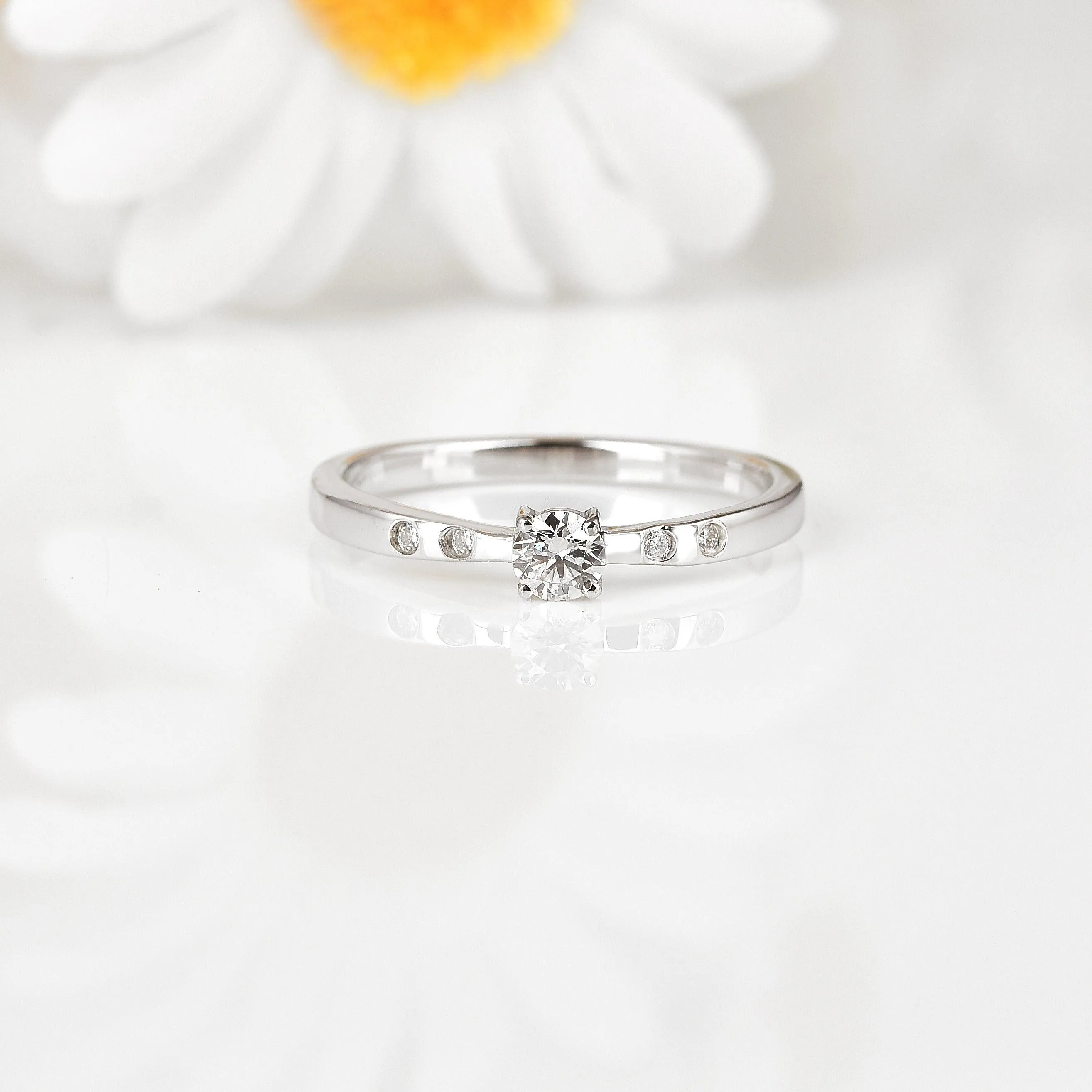 Round White Lab Diamond Prong Sterling Silver Solitaire Ring sold by Zulily product image thumbnail 4