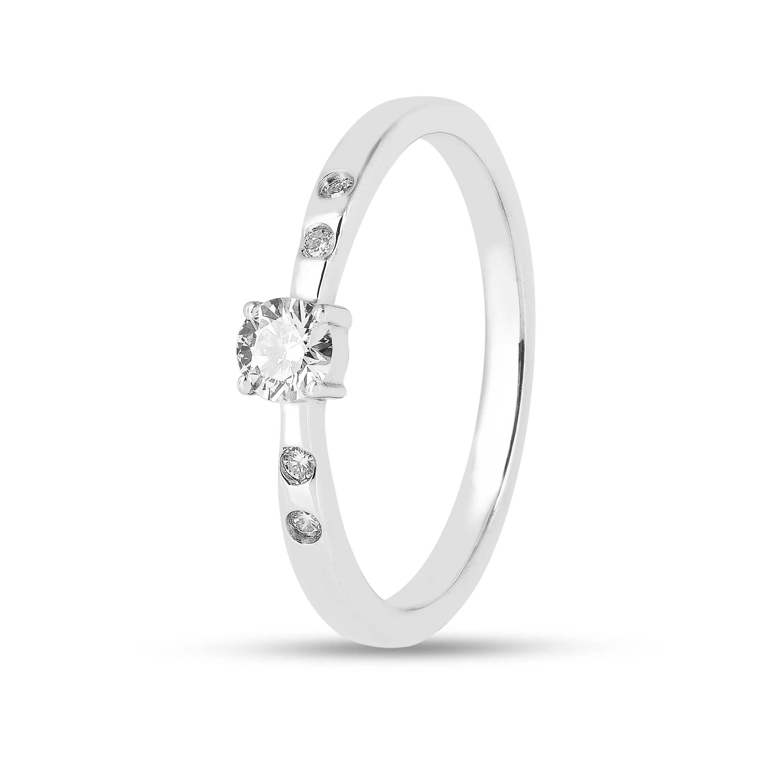 Round White Lab Diamond Prong Sterling Silver Solitaire Ring sold by Zulily product image thumbnail 5