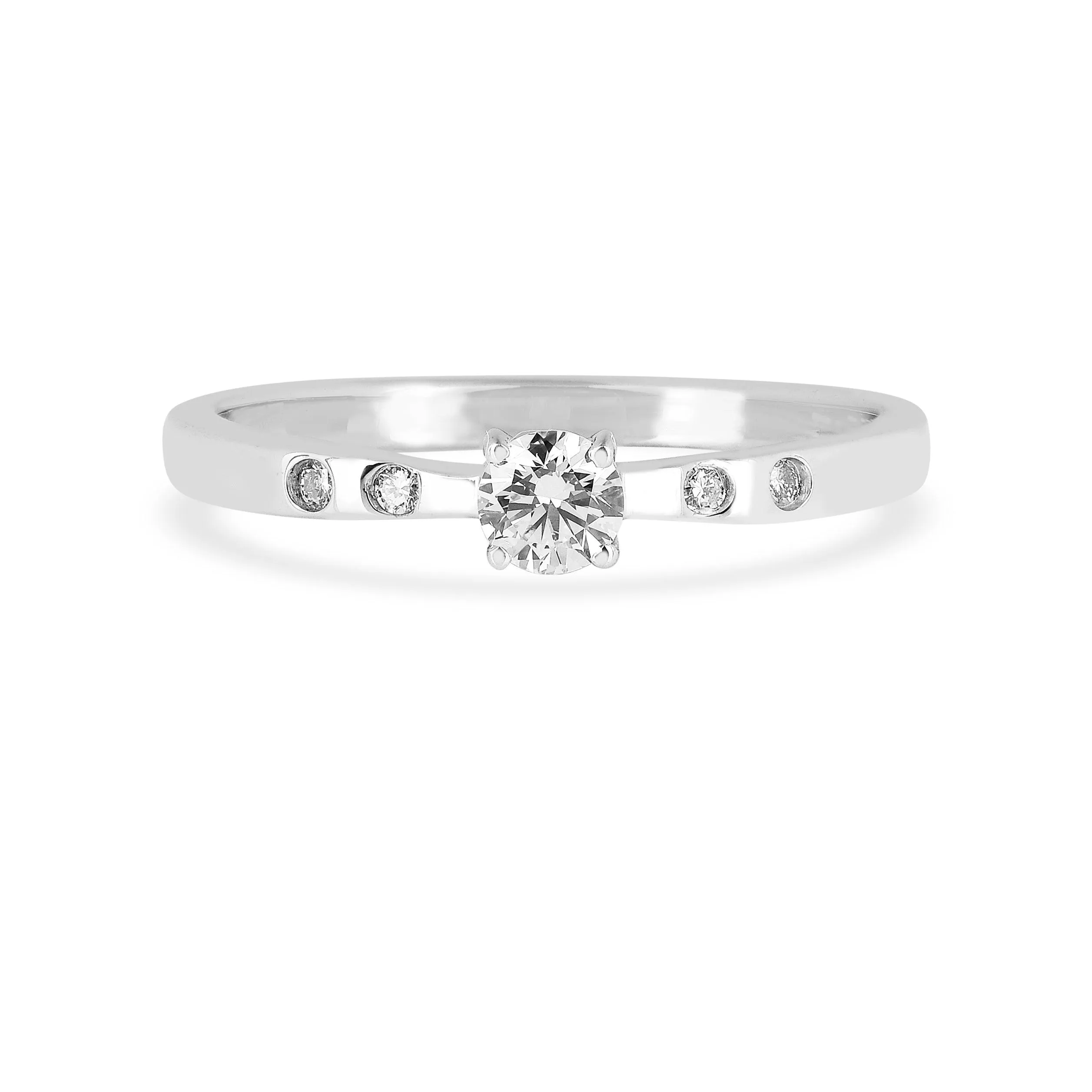 Round White Lab Diamond Prong Sterling Silver Solitaire Ring sold by Zulily product image thumbnail 2