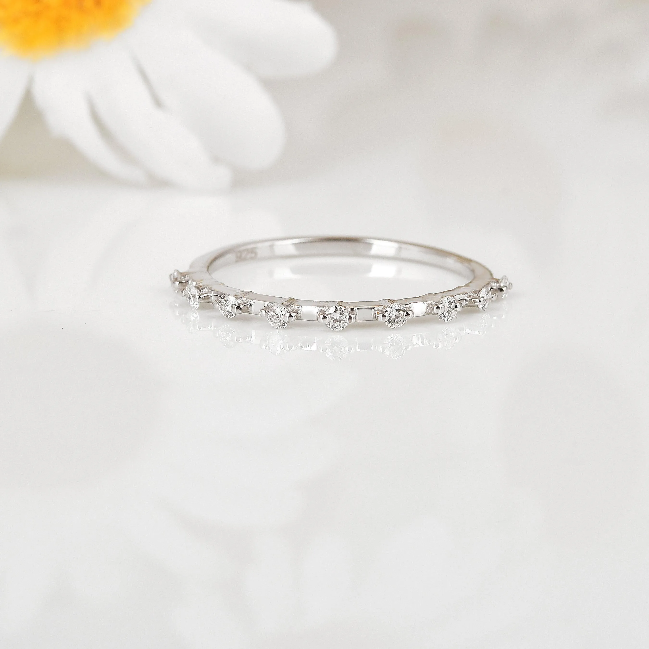 0.22 Ct Round White Lab Diamond Sterling Silver Half Eternity Ring sold by Zulily product image thumbnail 4