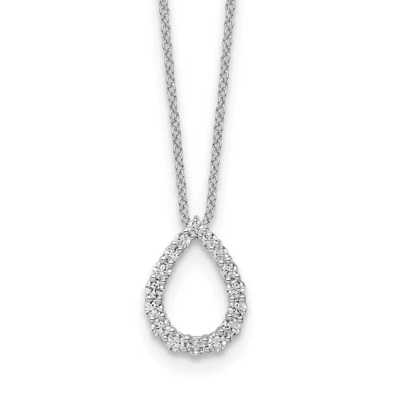 14K White Gold Lab Diamond Open Teardrop Pendant Necklace made by Zulily