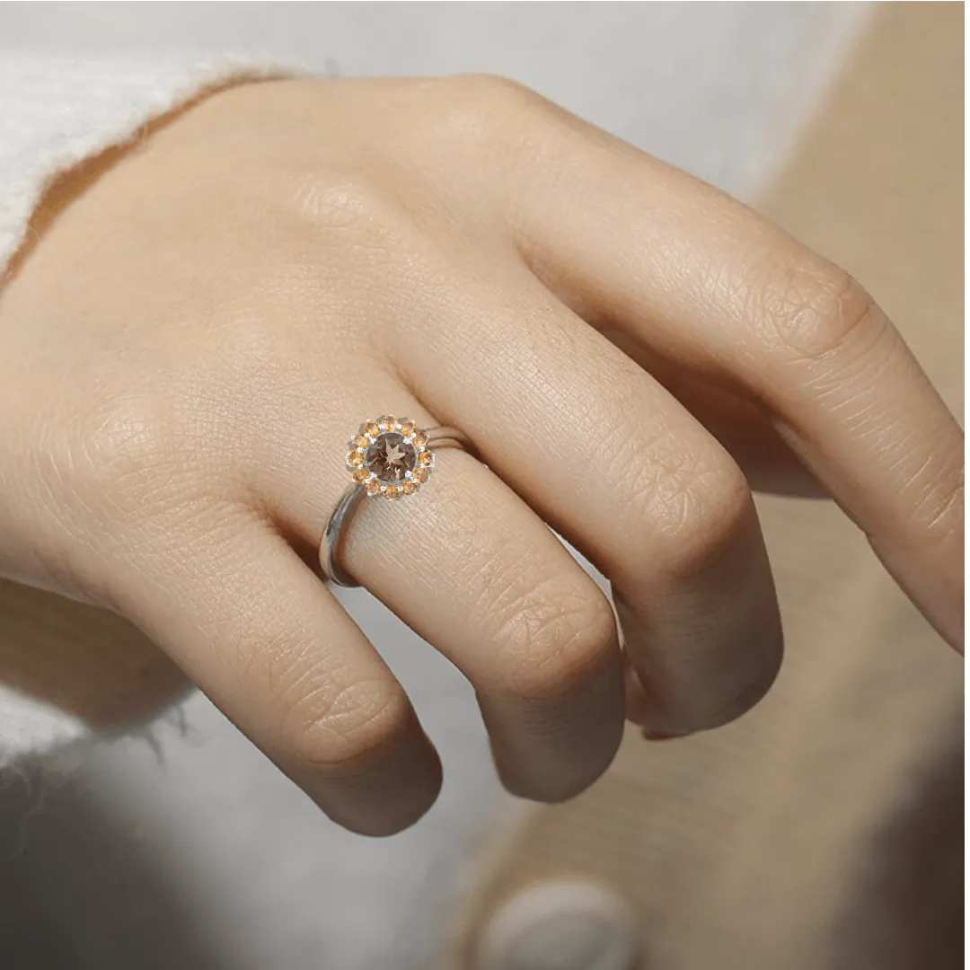 Smoky Quartz Sunflower Ring sold by Zulily product image thumbnail 4