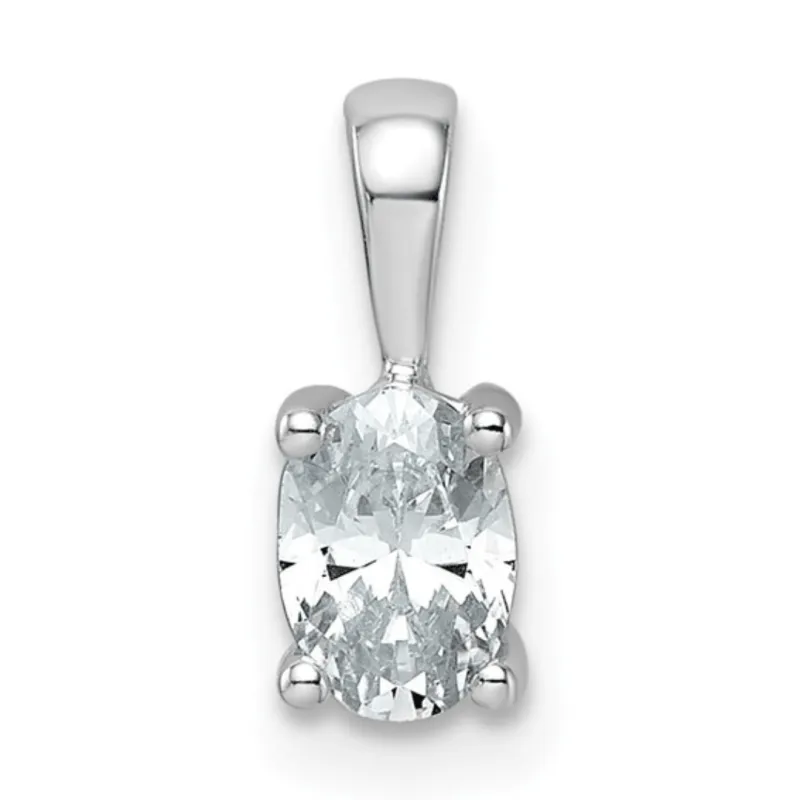 14K White Gold Lab Grown Diamond Oval Solitaire Pendant made by Zulily