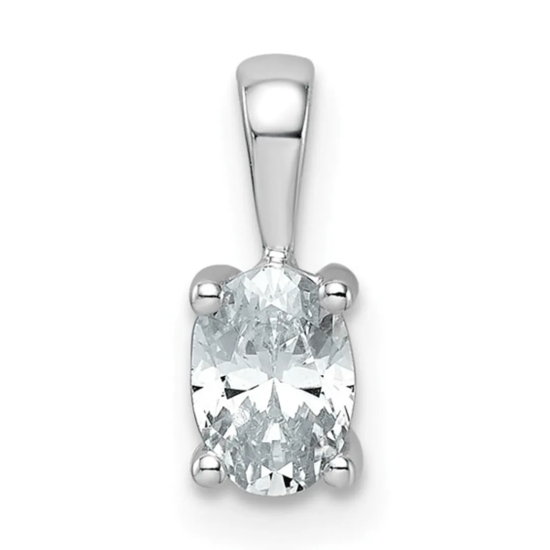 14K White Gold Lab Grown Diamond Oval Solitaire Pendant sold by Zulily