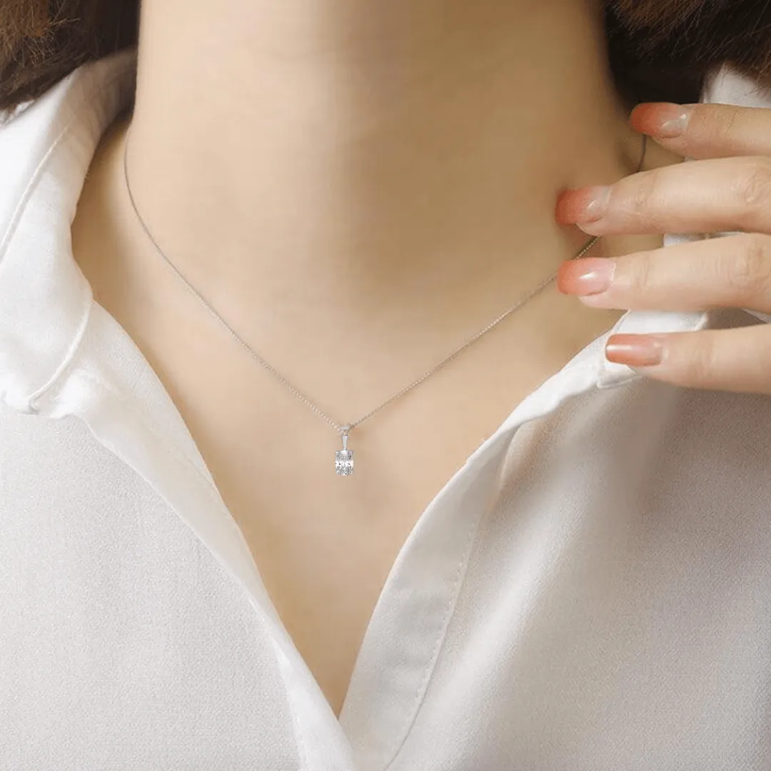 14K White Gold Lab Grown Diamond Oval Solitaire Pendant sold by Zulily product image thumbnail 3