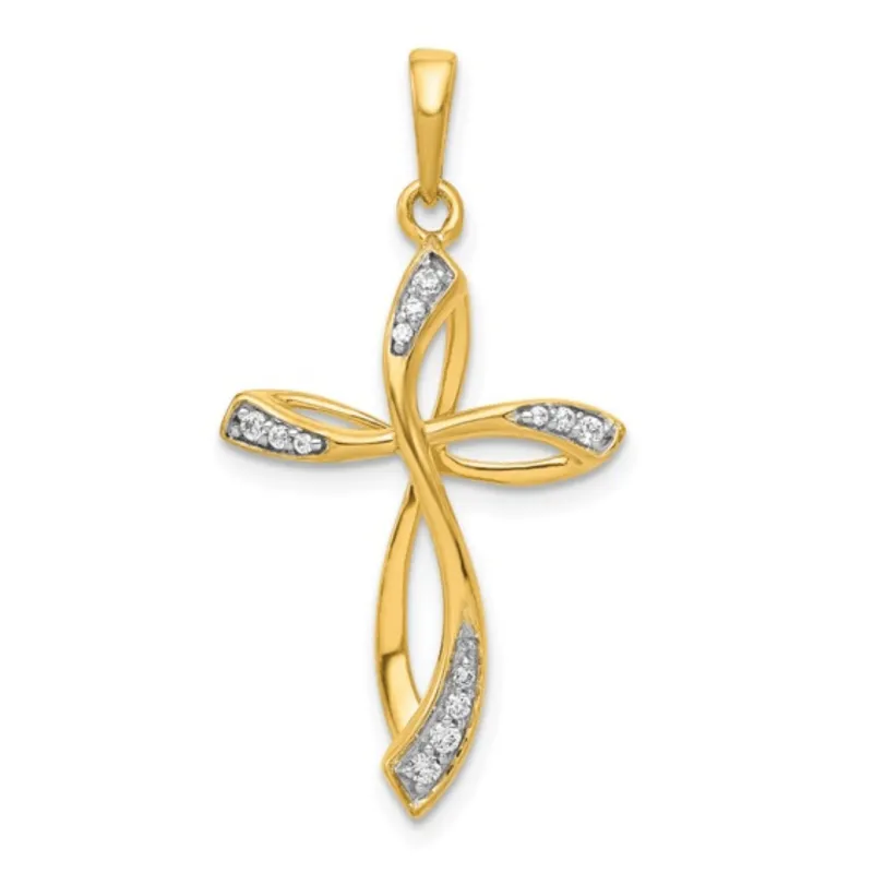 14K Yellow Gold Lab Diamond Cross Pendant made by Zulily