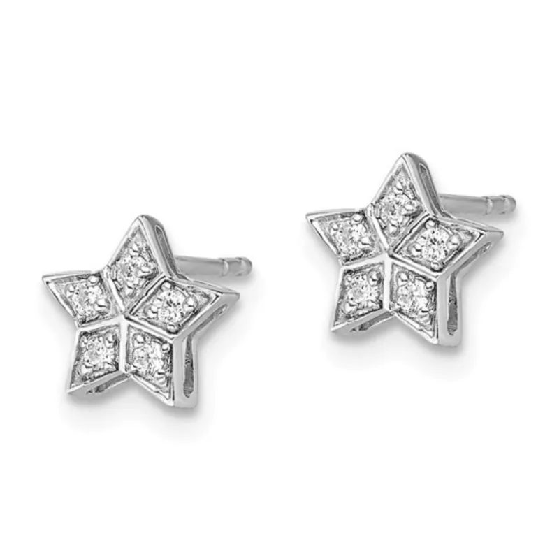 14K White Gold Diamond Star Post Earrings made by Zulily