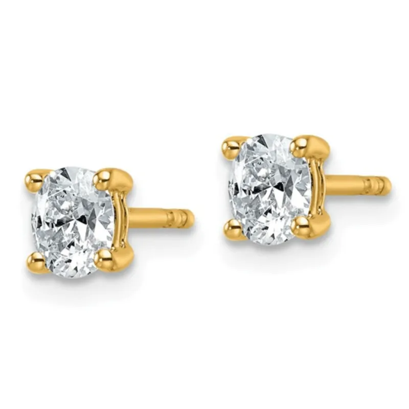 14k Yellow Gold Lab Grown Diamond Oval Solitaire Stud Earrings made by Zulily
