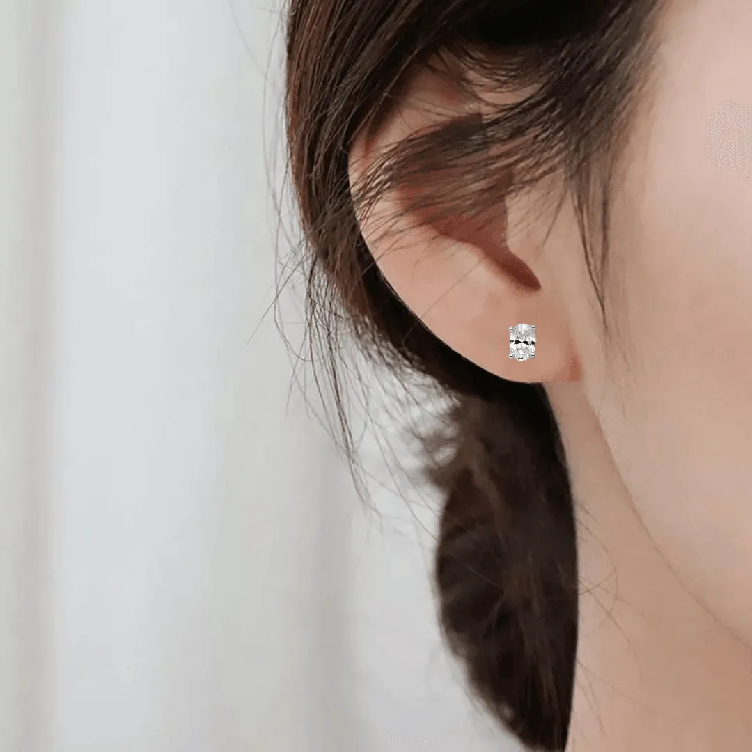 14k White Gold Lab Grown Diamond Oval Solitaire Stud Earrings sold by Zulily product image thumbnail 5
