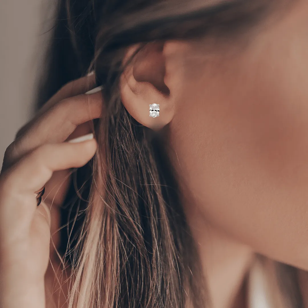 14k White Gold Lab Grown Diamond Oval Solitaire Stud Earrings sold by Zulily product image thumbnail 4