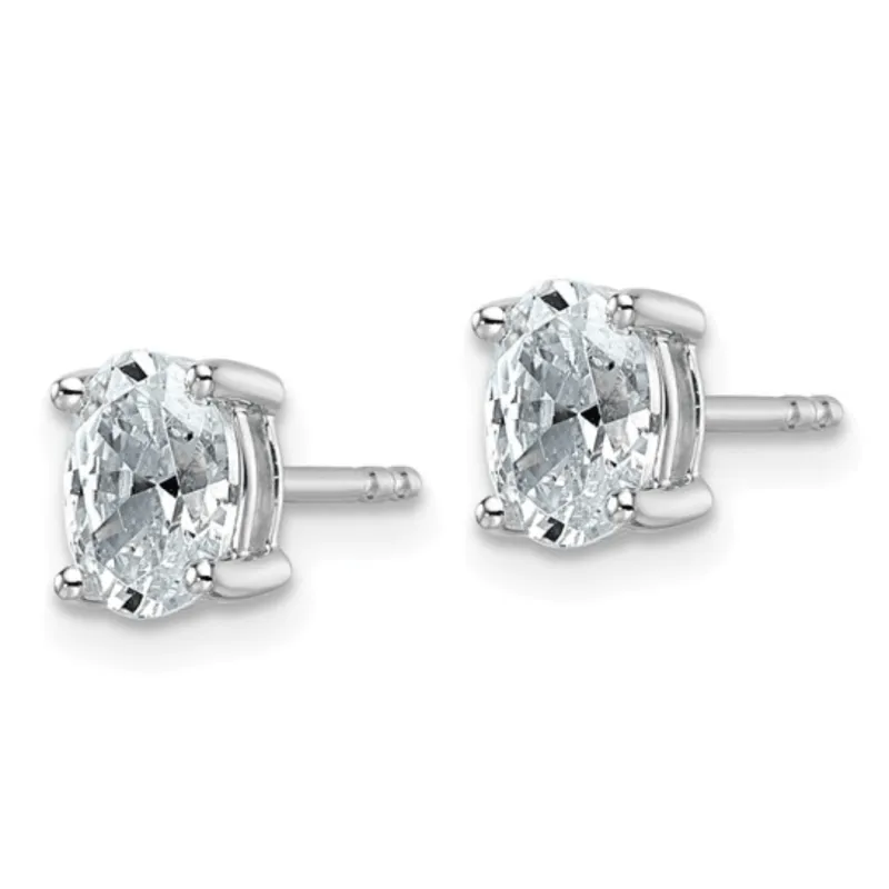 14k White Gold Lab Grown Diamond Oval Solitaire Stud Earrings made by Zulily