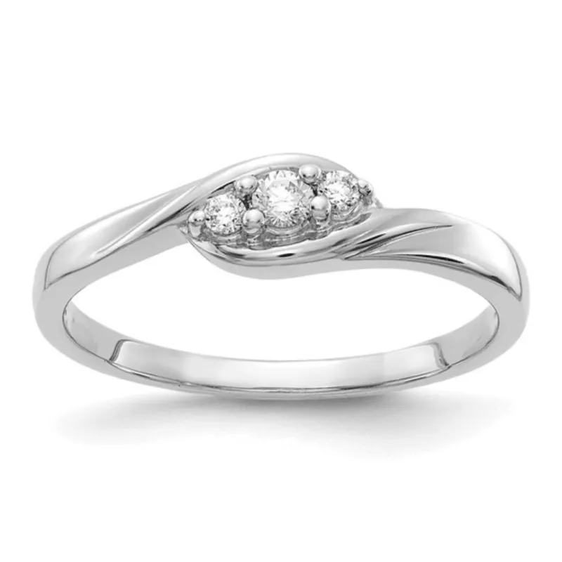 14K White Gold Lab Grown Diamond Three Stone Engagement Ring made by Zulily