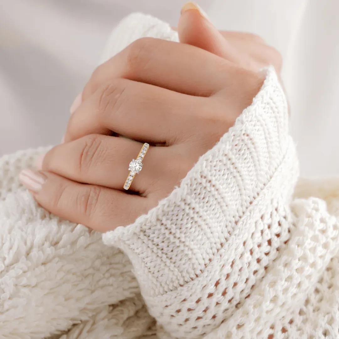 14K Gold Lab Diamond Solitaire Pave Ring sold by Zulily product image thumbnail 5