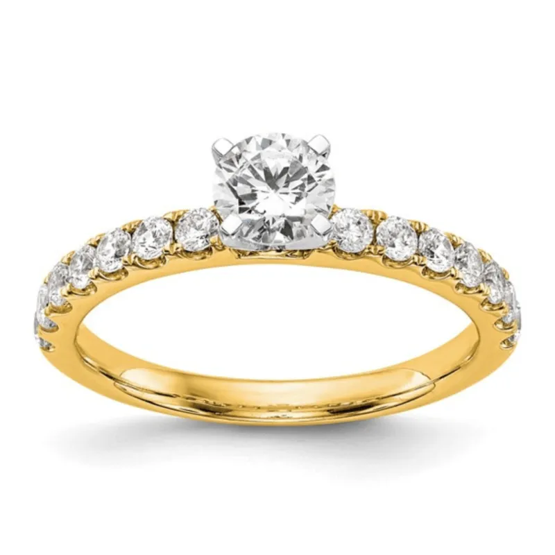 14K Gold Lab Diamond Solitaire Pave Ring made by Zulily
