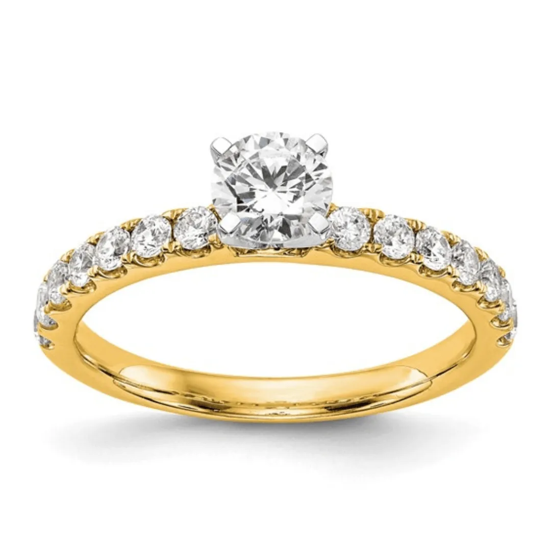 14K Gold Lab Diamond Solitaire Pave Ring sold by Zulily