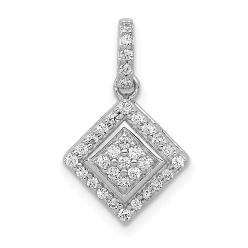 14k White Gold Square Cluster Diamond Pendant made by Zulily
