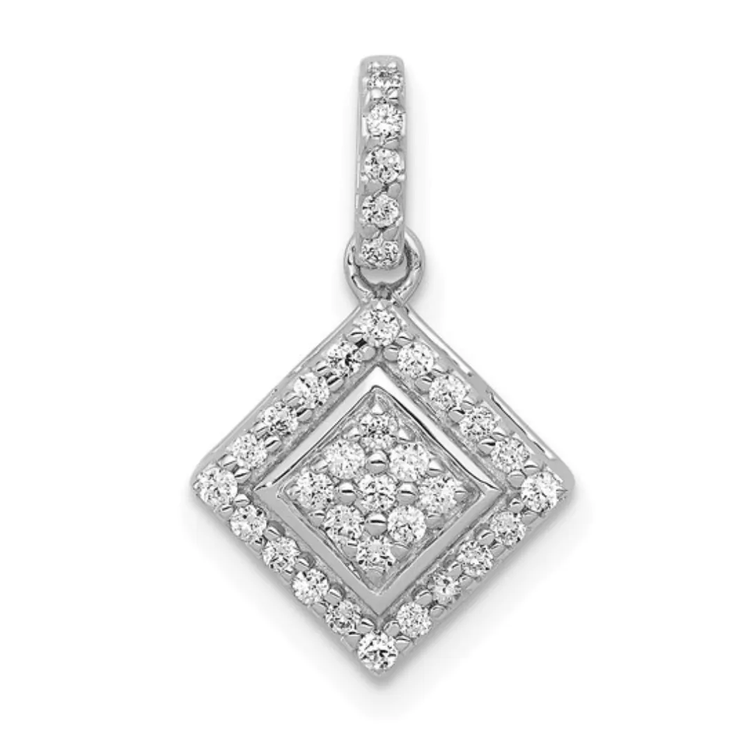 14k White Gold Square Cluster Diamond Pendant sold by Zulily