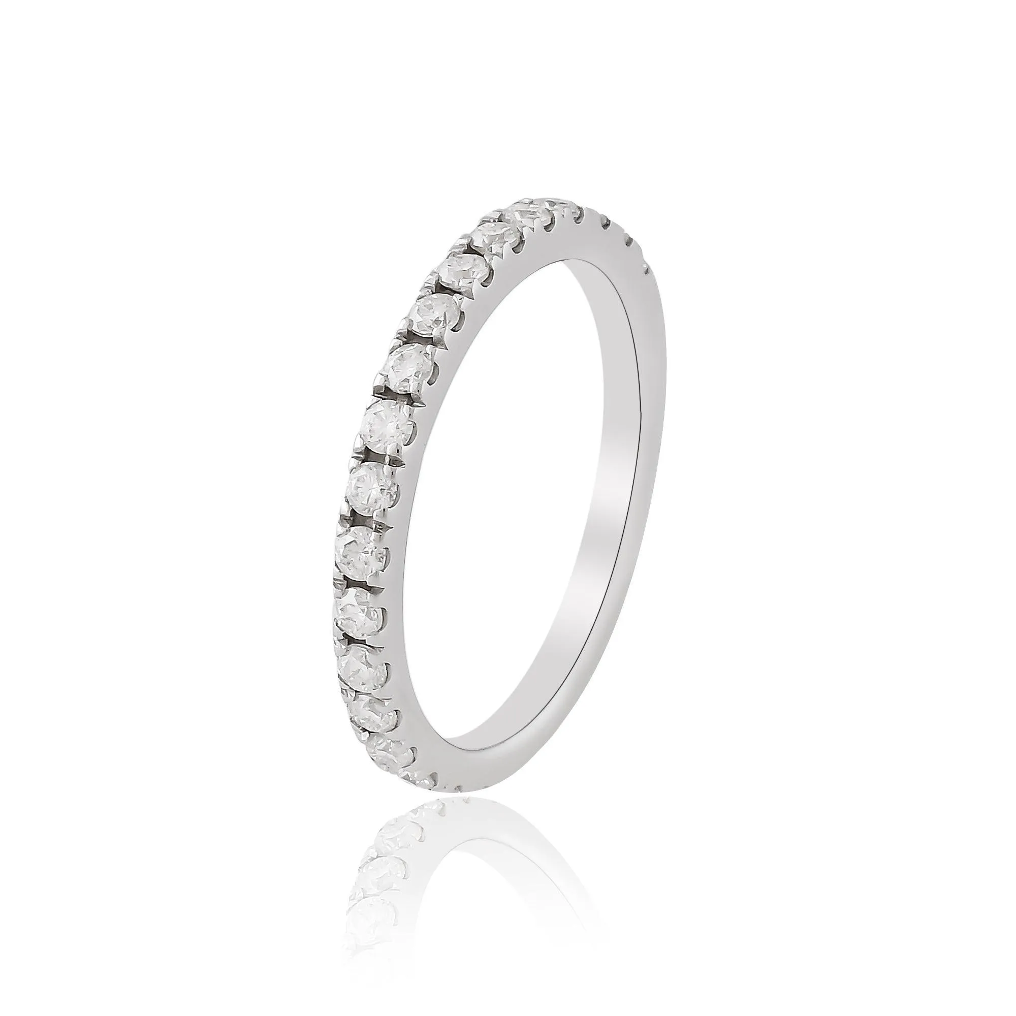0.70 Ct Round White Moissanite Prong Sterling Silver Eternity Engagement Ring sold by Zulily product image thumbnail 3