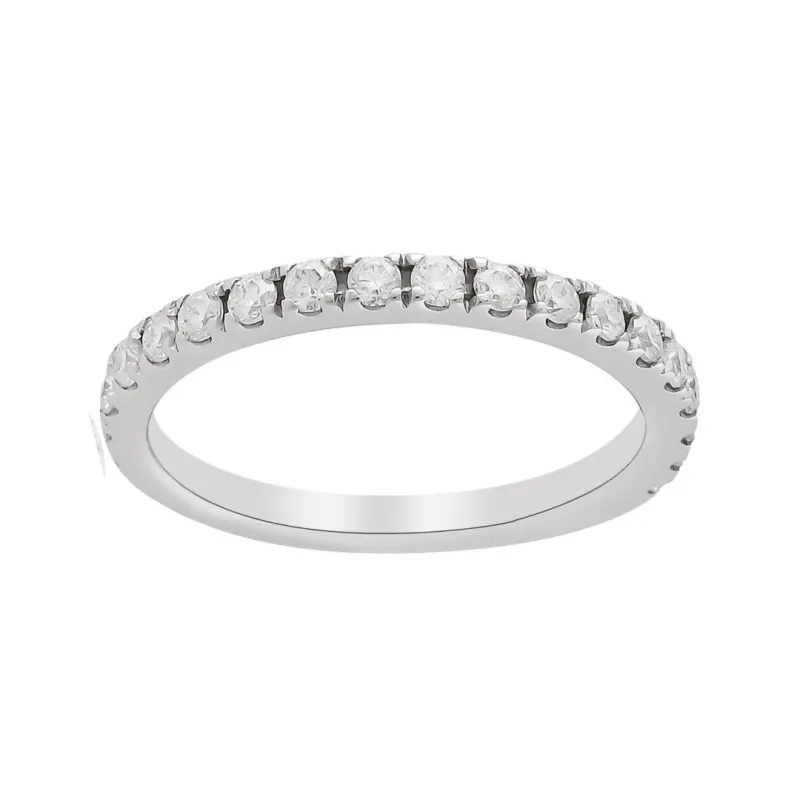 0.70 Ct Round White Moissanite Prong Sterling Silver Eternity Engagement Ring made by Zulily