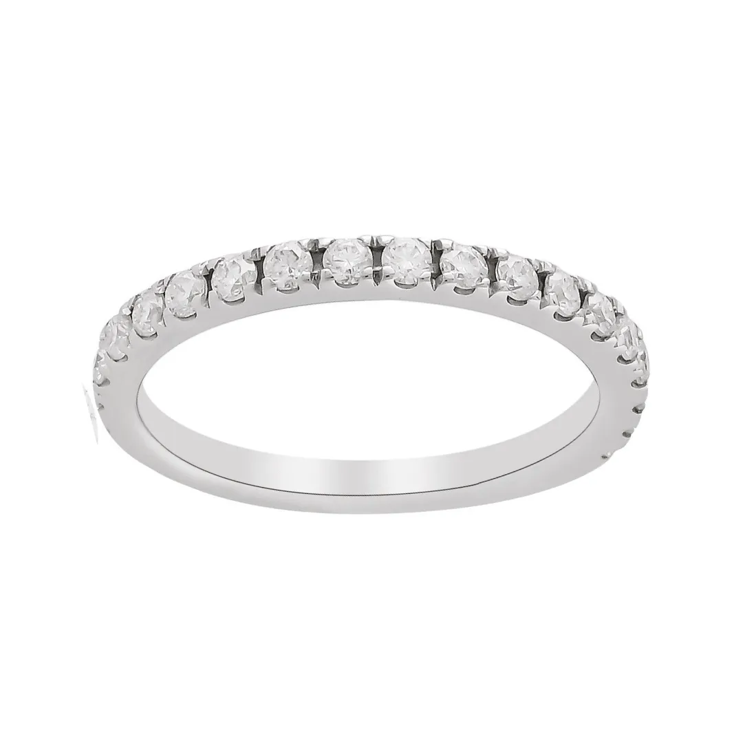 0.70 Ct Round White Moissanite Prong Sterling Silver Eternity Engagement Ring sold by Zulily