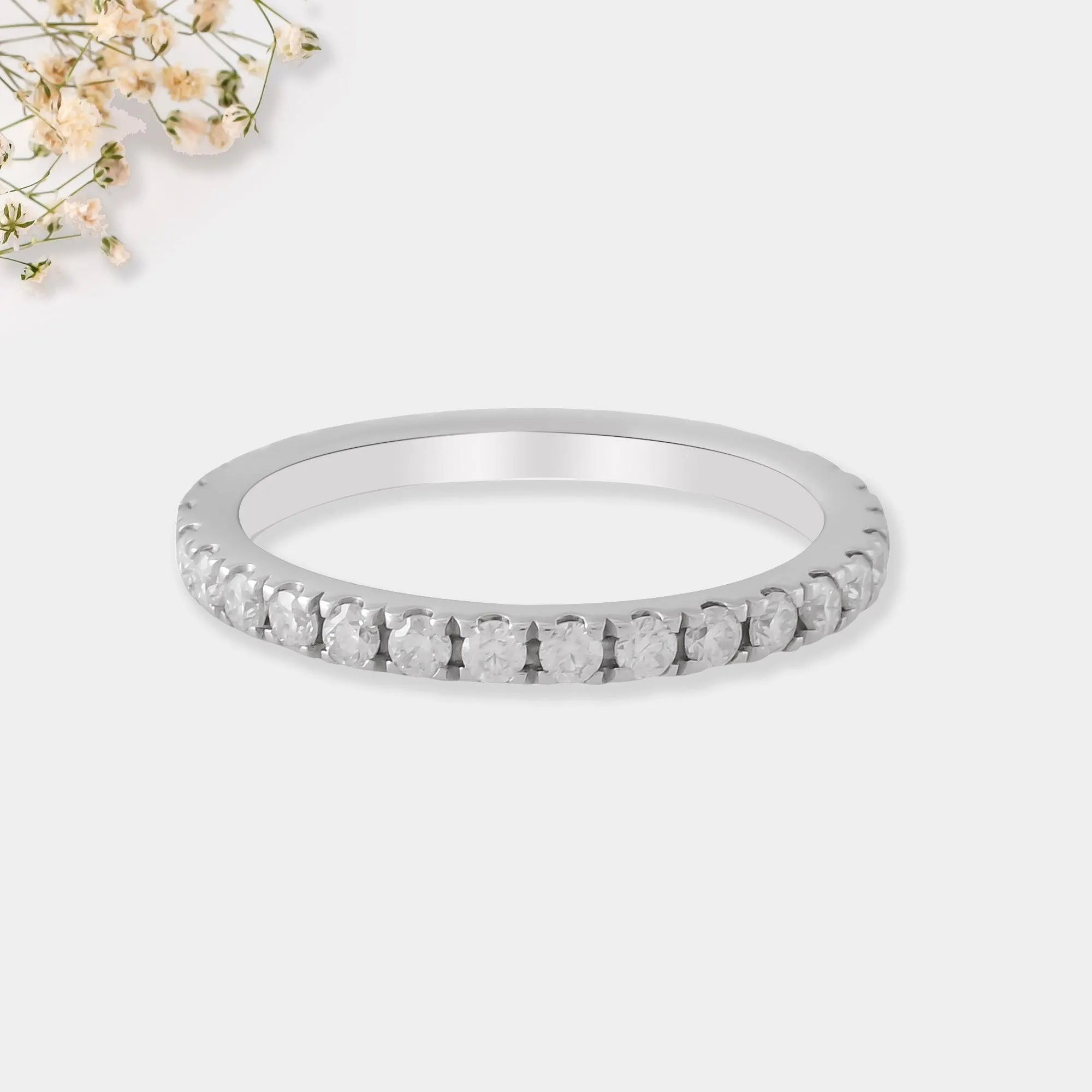 0.70 Ct Round White Moissanite Prong Sterling Silver Eternity Engagement Ring sold by Zulily product image thumbnail 2