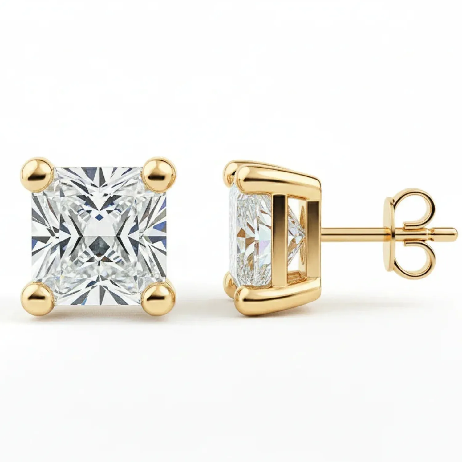 IGI Certified Princess Cut Lab Grown Diamond Solitaire Stud Earrings Yellow Gold sold by Zulily product image thumbnail 5