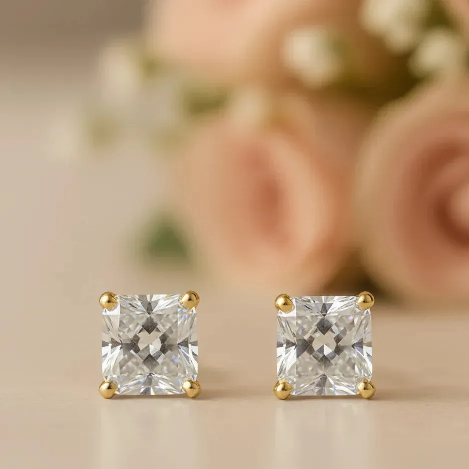 IGI Certified Princess Cut Lab Grown Diamond Solitaire Stud Earrings Yellow Gold sold by Zulily product image thumbnail 4
