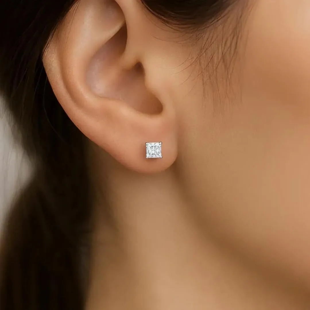 IGI Certified Princess Cut Lab Grown Diamond Solitaire Stud Earrings White Gold sold by Zulily product image thumbnail 3