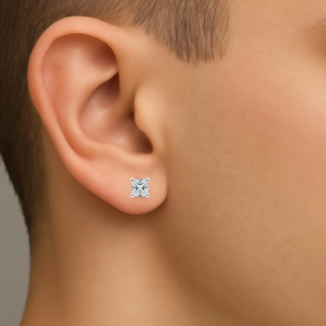 IGI Certified Princess Cut Lab Grown Diamond Solitaire Stud Earrings White Gold sold by Zulily product image thumbnail 4