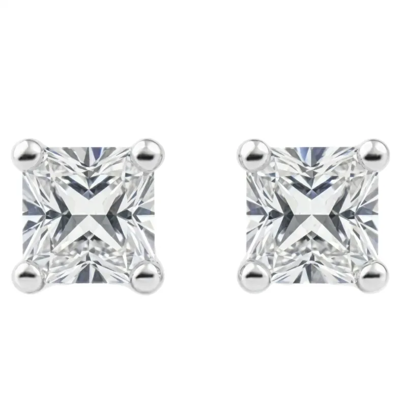 IGI Certified Princess Cut Lab Grown Diamond Solitaire Stud Earrings White Gold made by Zulily