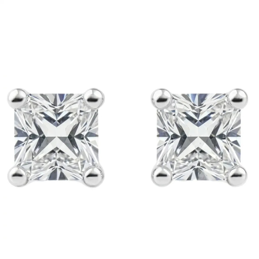 IGI Certified Princess Cut Lab Grown Diamond Solitaire Stud Earrings White Gold sold by Zulily