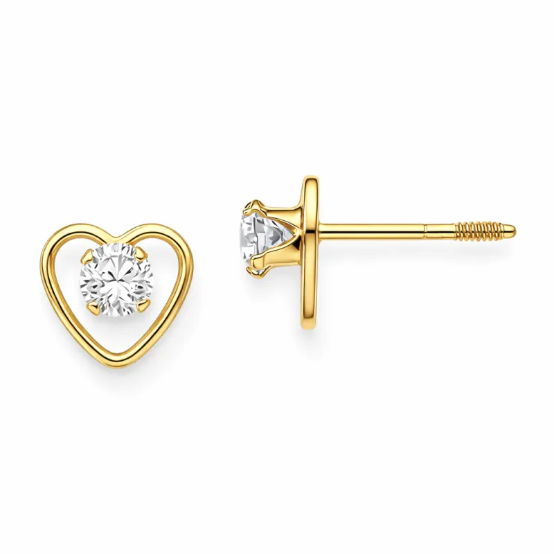 14k Yellow Gold Birthstone Heart Stud Earrings made by Zulily