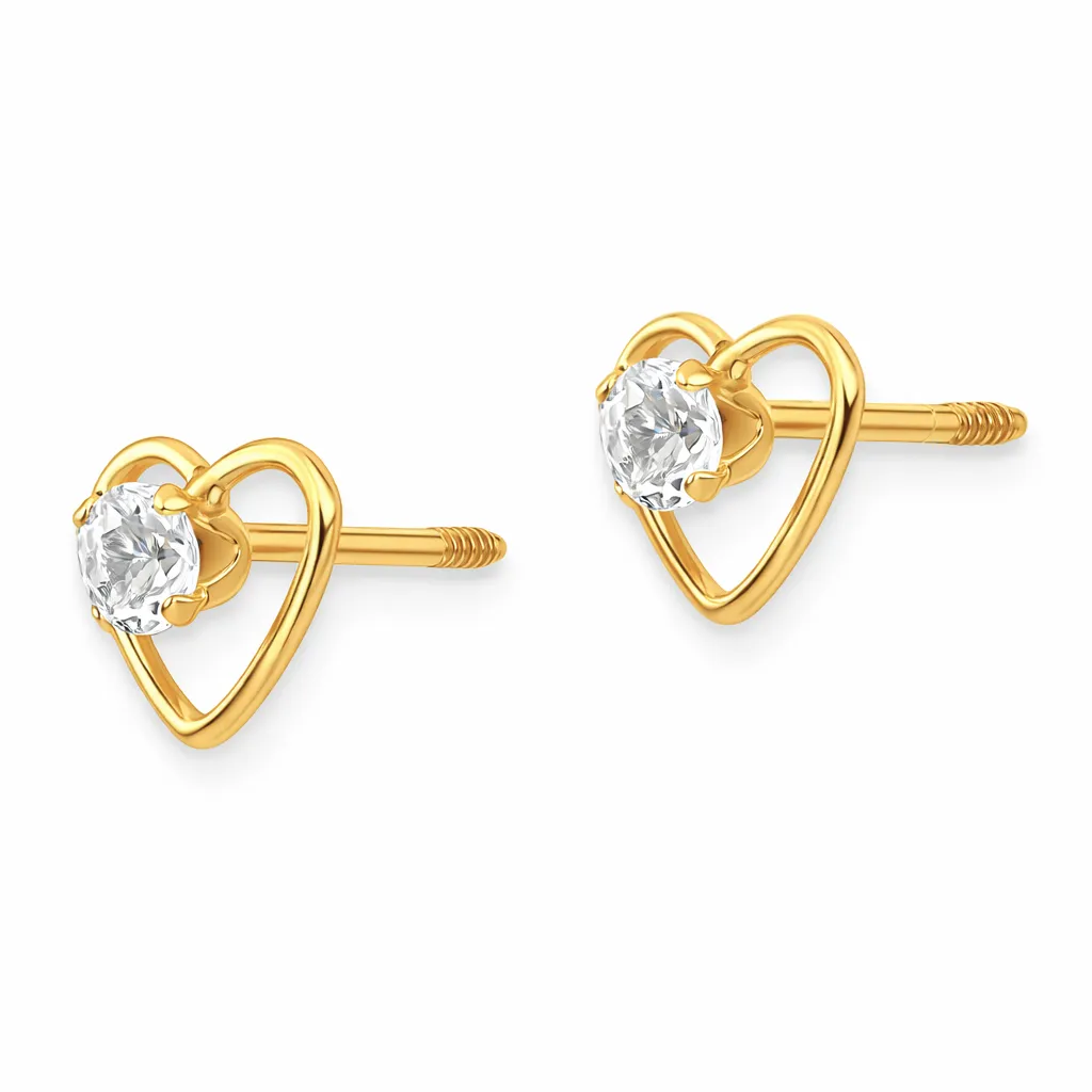 14k Yellow Gold Birthstone Heart Stud Earrings sold by Zulily product image thumbnail 2