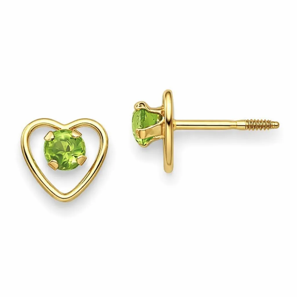 14k Yellow Gold Birthstone Heart Stud Earrings sold by Zulily product image thumbnail 4