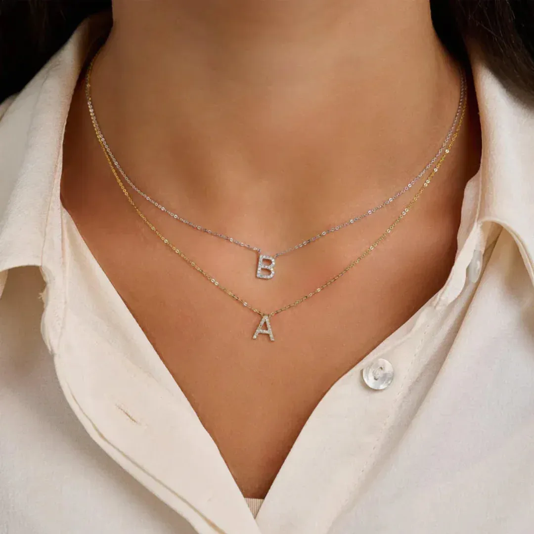 10K Gold Bold Diamond Letter Initial Pendant Necklace sold by Zulily product image thumbnail 3