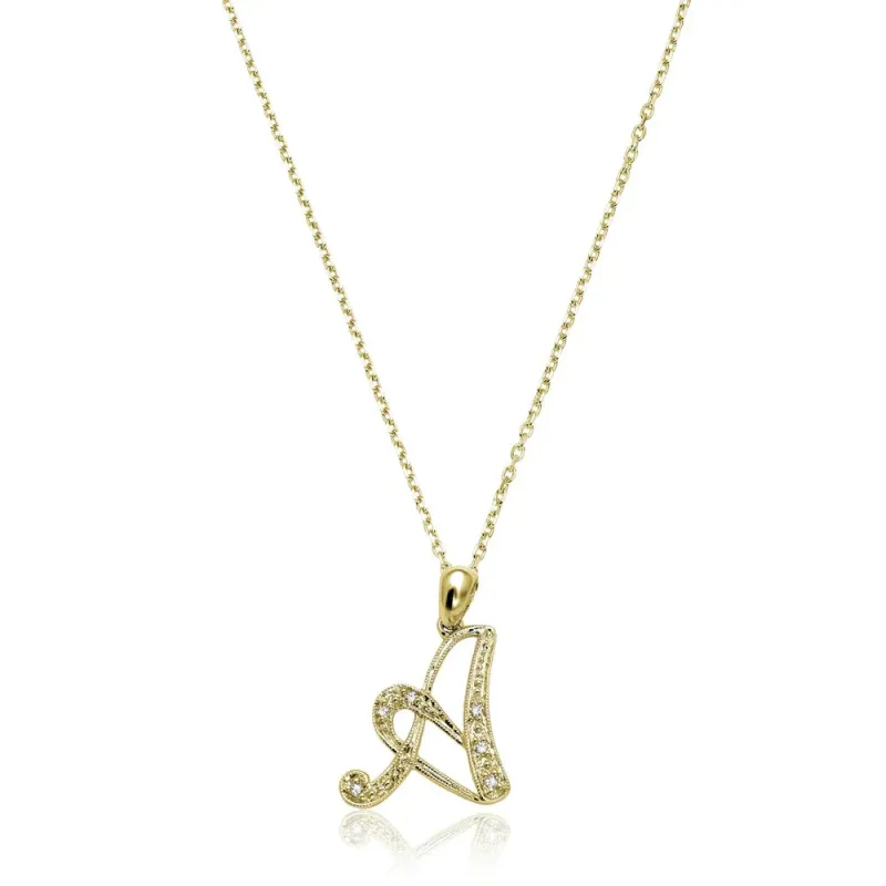 Script Diamond Initials Necklace 10K Gold made by Zulily