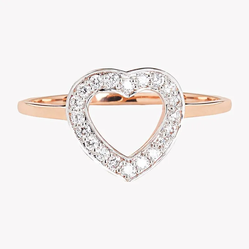 Diamond Open Heart 10k Rose Gold Ring made by Zulily