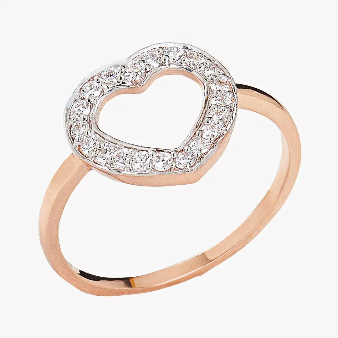 Diamond Open Heart 10k Rose Gold Ring sold by Zulily product image thumbnail 2