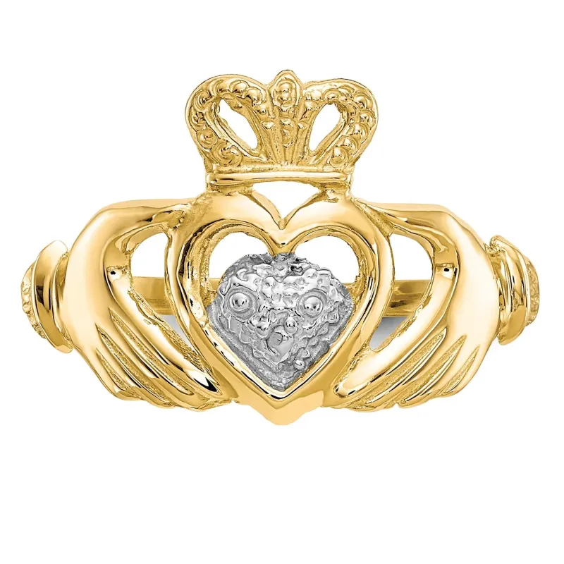 10k Gold and Rhodium Claddagh Ring made by Zulily