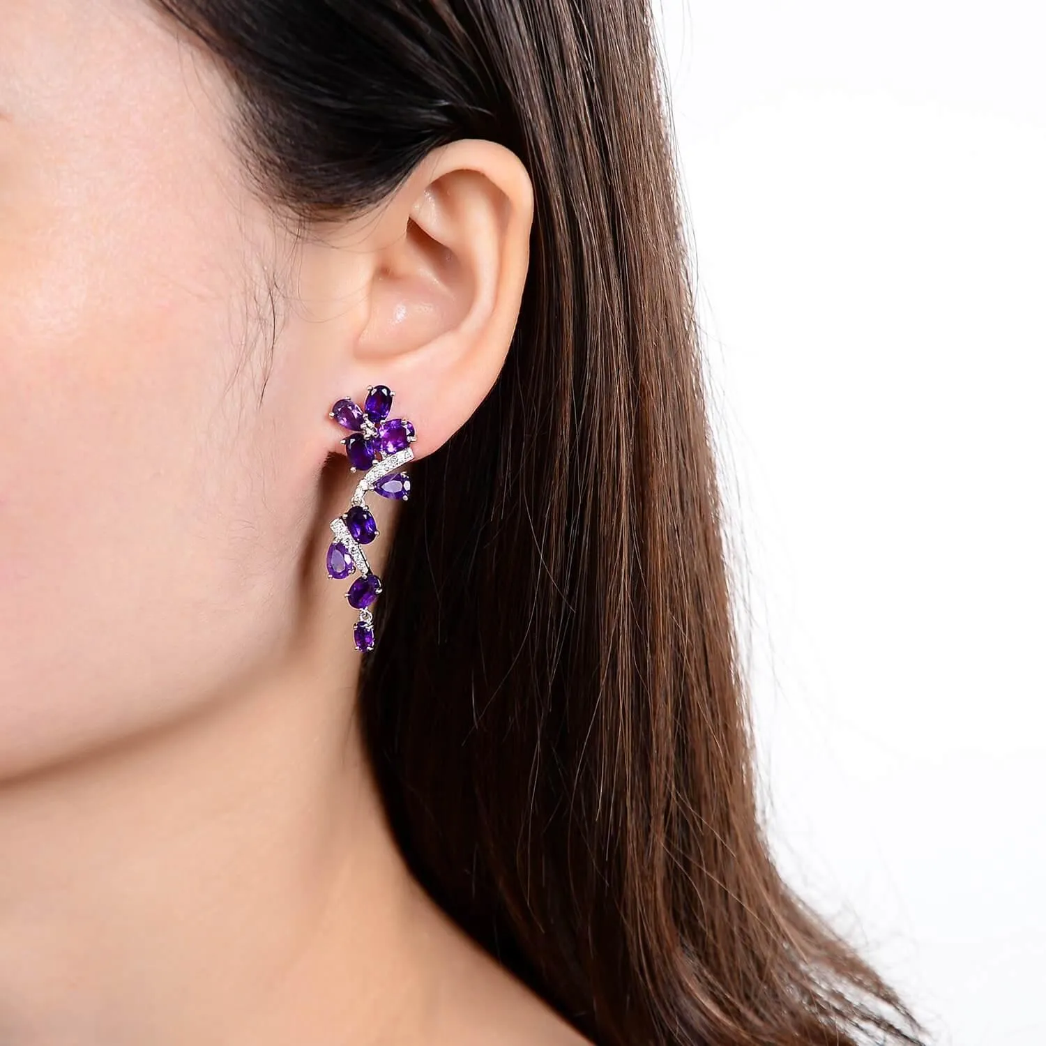 Natural Amethyst Leaf Dangling Earrings sold by Zulily product image thumbnail 2