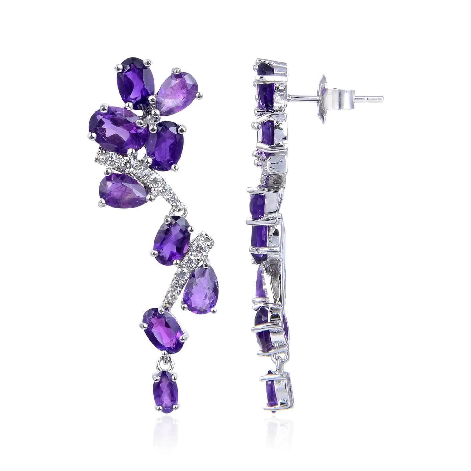 Natural Amethyst Leaf Dangling Earrings sold by Zulily product image thumbnail 3