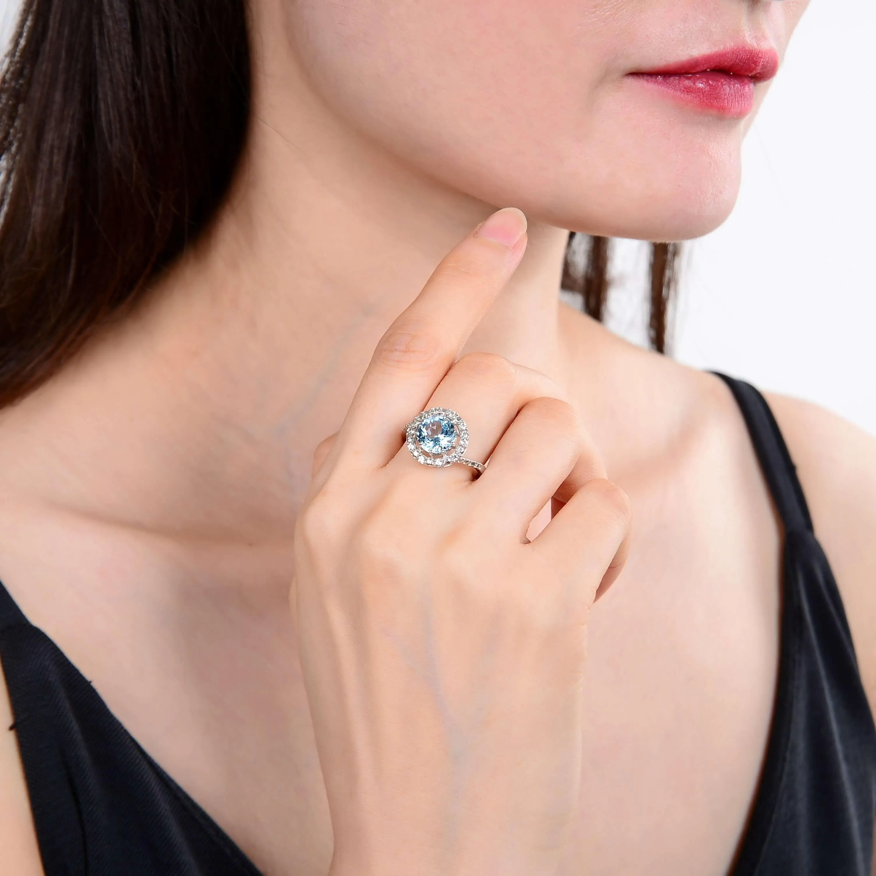Blue Topaz Halo Fashion Ring sold by Zulily product image thumbnail 2