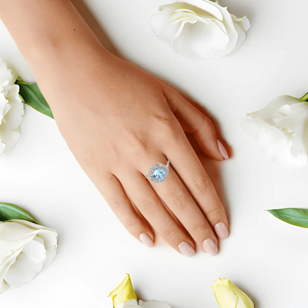 Blue Topaz Halo Fashion Ring sold by Zulily product image thumbnail 3