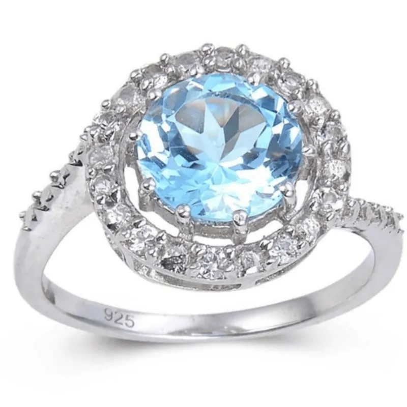 Blue Topaz Halo Fashion Ring made by Zulily