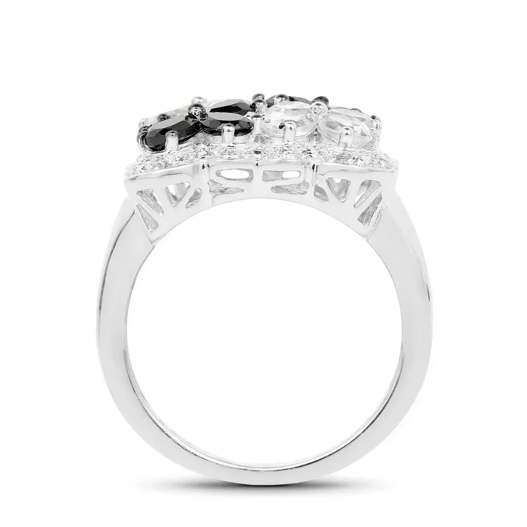 Black Spinel White Topaz Floral Ring sold by Zulily product image thumbnail 3