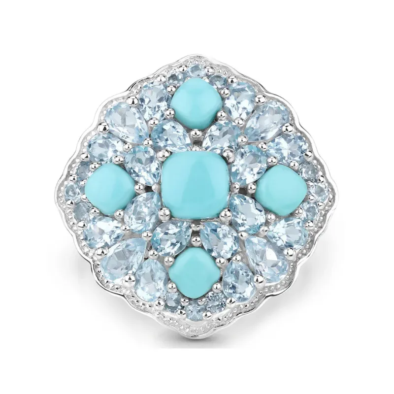 Silver Natural Turquoise Cluster Ring made by Zulily