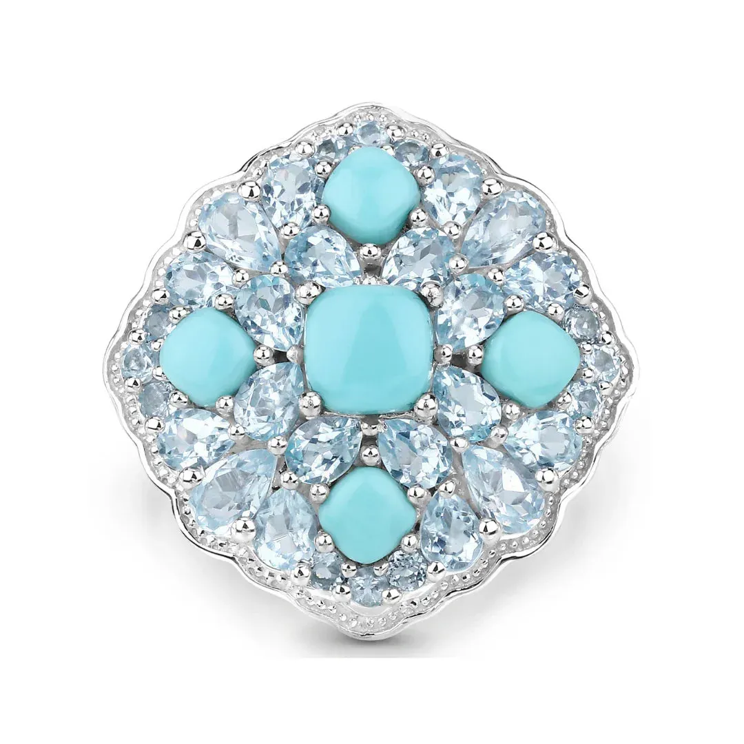 Silver Natural Turquoise Cluster Ring sold by Zulily