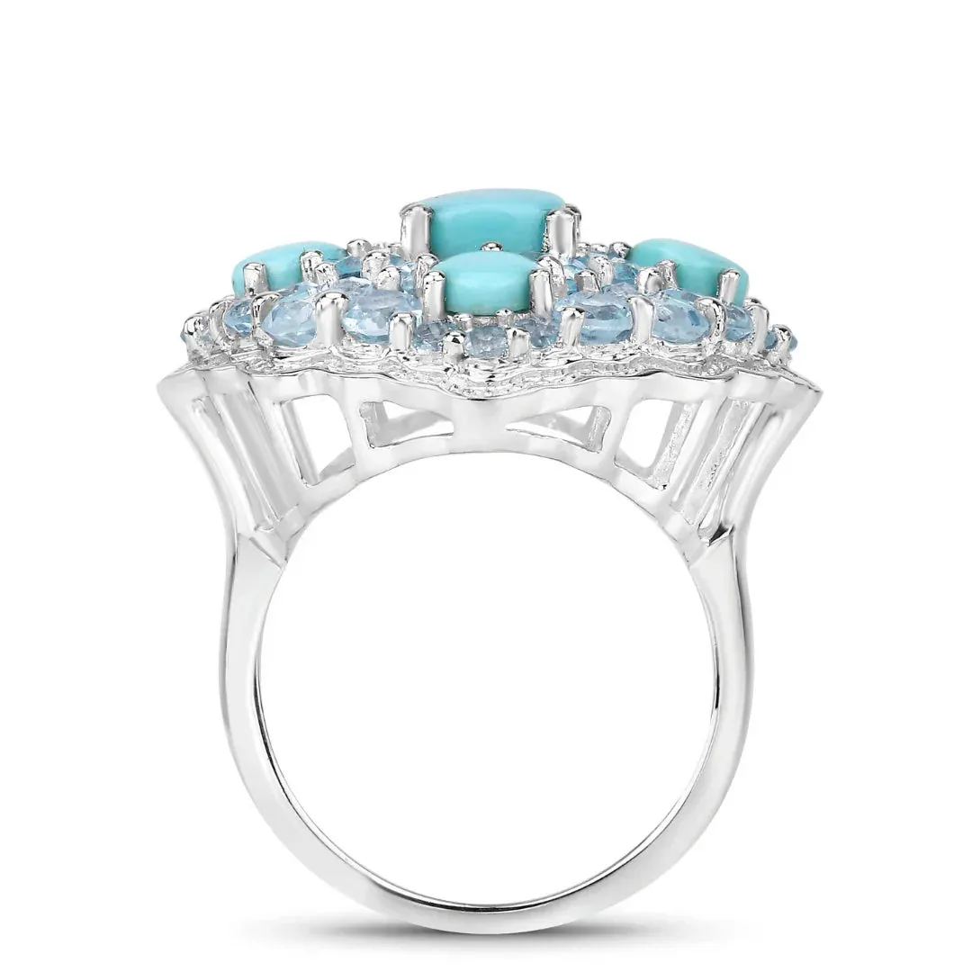 Silver Natural Turquoise Cluster Ring sold by Zulily product image thumbnail 3