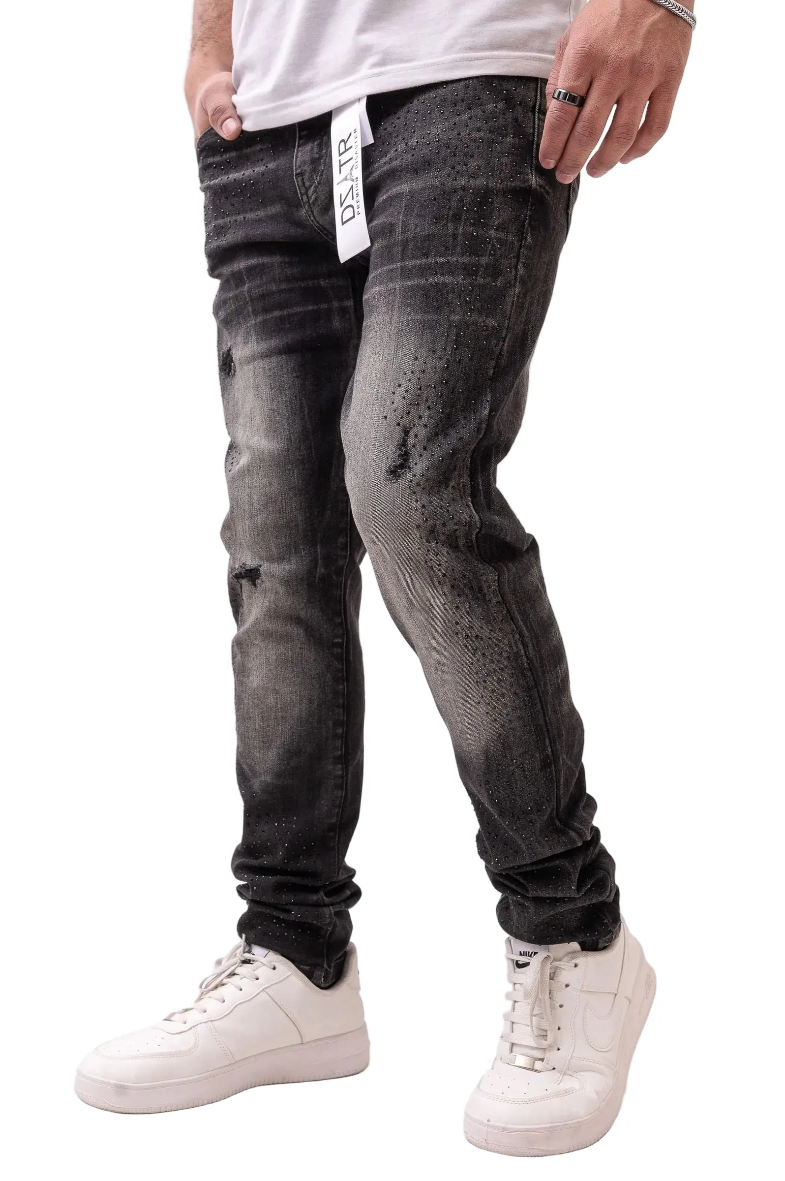 Premium Disaster Classic Skinny Stretch Denim Jeans - Black Stone sold by Zulily product image thumbnail 4